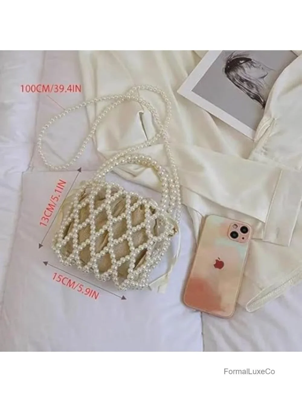 Handmade Pearl Clutch Evening Bag Women Wedding Party Purse